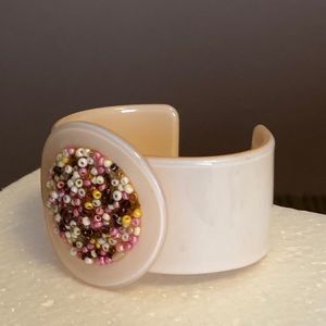 Vintage Lacquered Bakelite Pink Bracelet Large